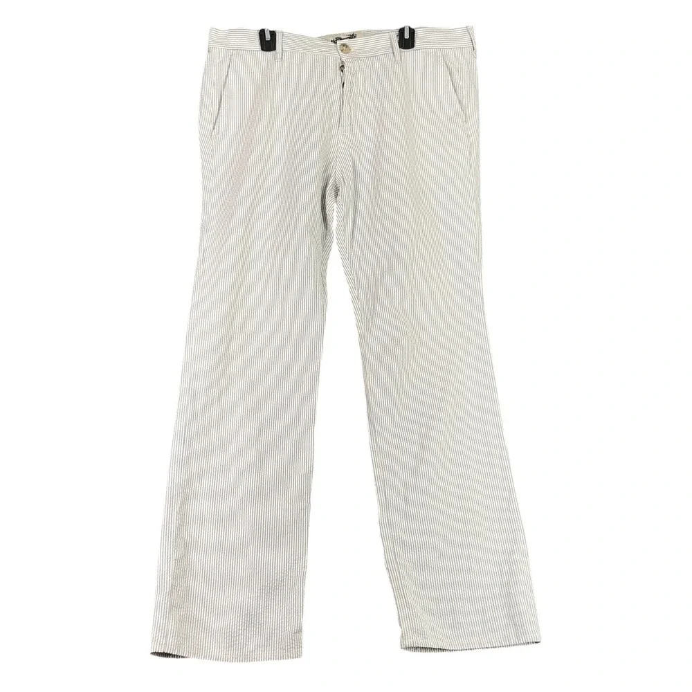7 For All Mankind Pants Mens 38‎ Made USA Seersucker Button Fly Retro Workwear